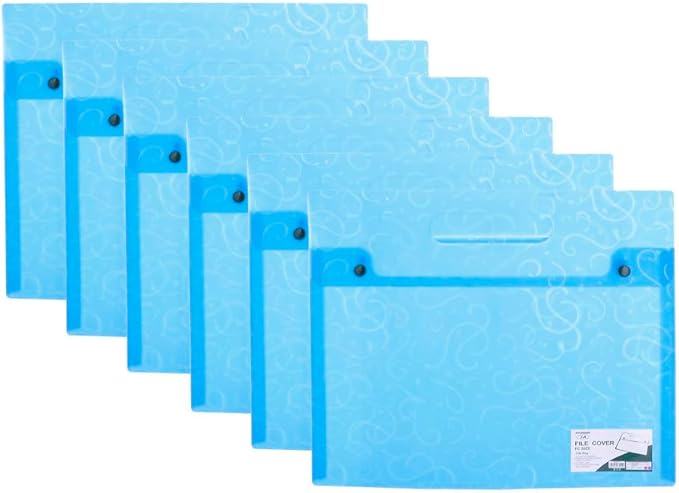 3A JR843 Plastic Paper Folder 30 * 35 cm With Clips 6 Pieces - Light Blue